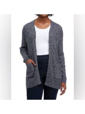 Kim Rogers Women's Heathered Blue Cardigan Sz Large